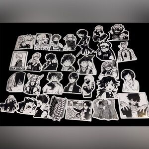 30 PC Black and white anime stickers